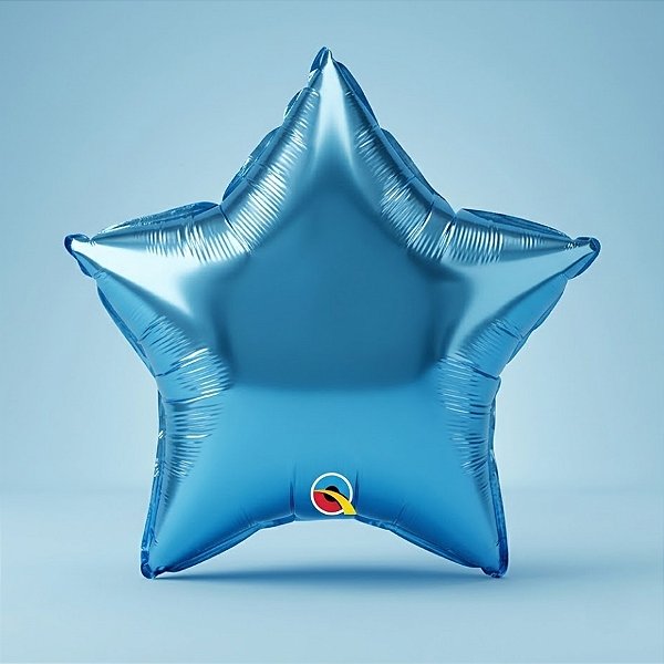 Balão de Festa Microfoil 20" 51cm - Estrela Chrome Azul - 01 Unidade - Qualatex - Rizzo Balões