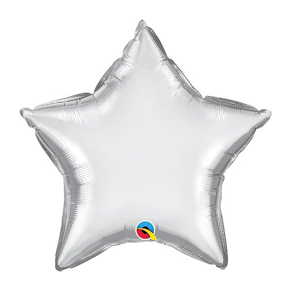 Balão de Festa Microfoil 20" 51cm - Estrela Chrome Prata - 01 Unidade - Qualatex - Rizzo Balões