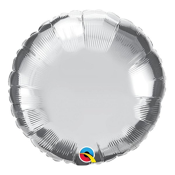 Balão de Festa Microfoil 18" 45cm - Redondo Prata Metalizado - 01 Unidade - Qualatex - Rizzo Balões