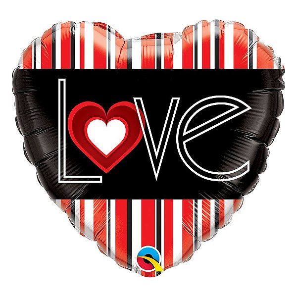 Balão de Festa Microfoil 18" 45cm - Coração Love - 01 Unidade - Qualatex - Rizzo Balões