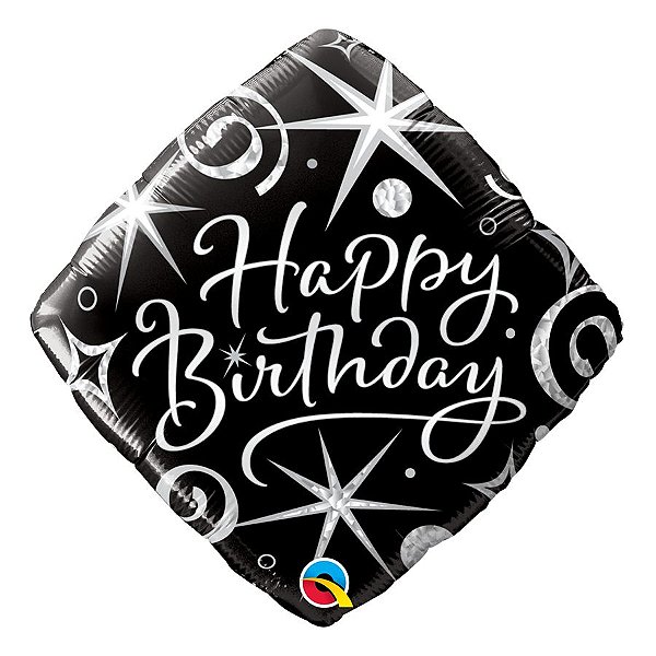 Balão de Festa Microfoil 18" 45cm - Birthday Elegante Brilho - 01 Unidade - Qualatex - Rizzo Balões