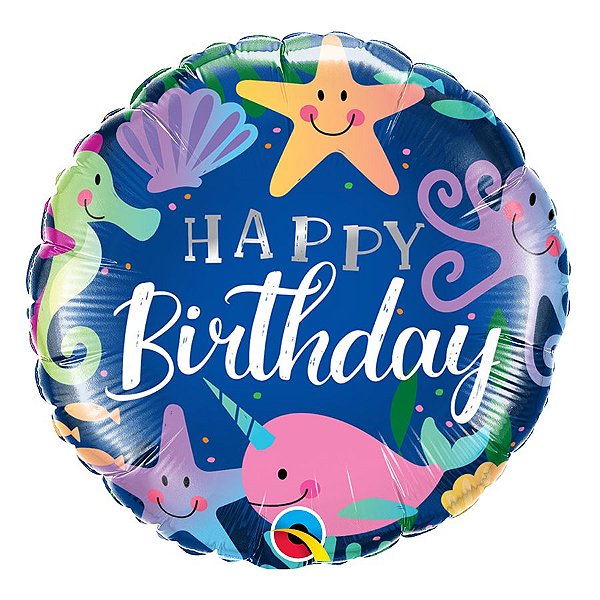 Balão de Festa Microfoil 18" 45cm - Fundo do Mar Divertido - 01 Unidade - Qualatex - Rizzo Balões