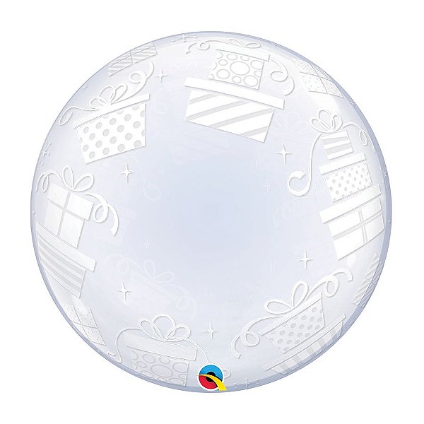 Balão de Festa Bubble Duplo 24" 60cm - Happy Birthday Presentes - 01 Unidade - Qualatex - Rizzo Balões