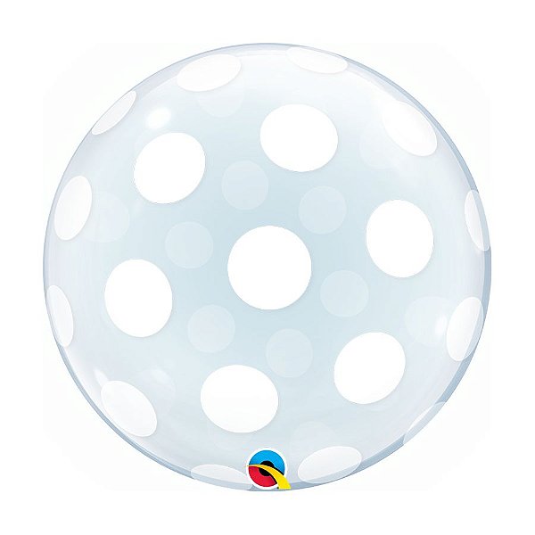 Balão de Festa Bubble Duplo 20" 51cm - Pontos Polka Grandes - 01 Unidade - Qualatex - Rizzo Balões