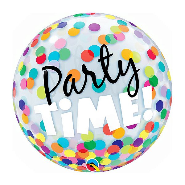Balão de Festa Bubble 22" 56cm - Party Time Colorido - 01 Unidade - Qualatex - Rizzo Balões
