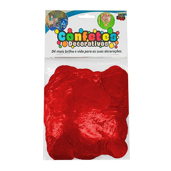 Confete Redondo Metalizado 25g - Vermelho Dupla Face - Rizzo Balões