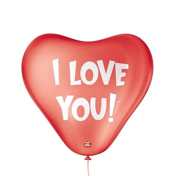 Balão de Festa Decorado Coração - I love you 11" - 25 Unidades - Balões São Roque - Rizzo Balões