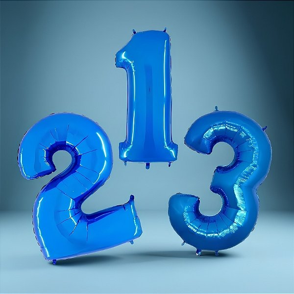 Balão de Festa 40" 101cm - Número Azul - 01 Unidade - Grabo - Rizzo Balões