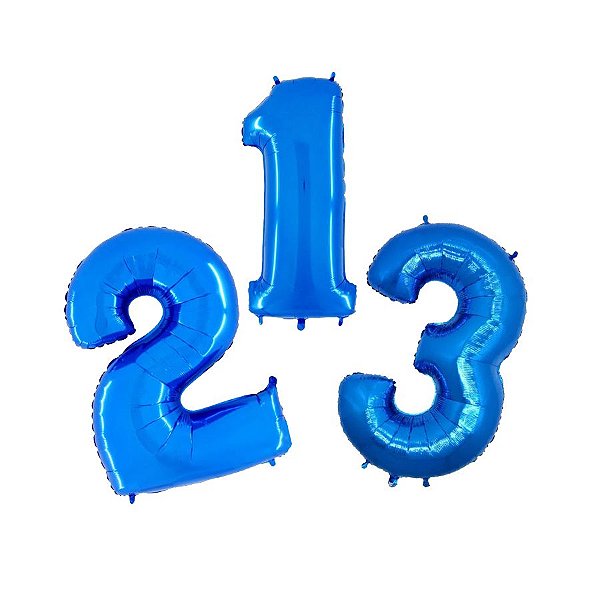 Balão de Festa 40" 101cm - Número Azul - 01 Unidade - Grabo - Rizzo Balões