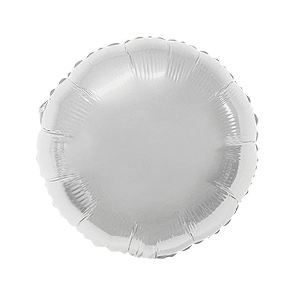 Balão de Festa Metalizado 20" 50cm - Redondo Prata - 01 Unidade - Flexmetal - Rizzo Balões
