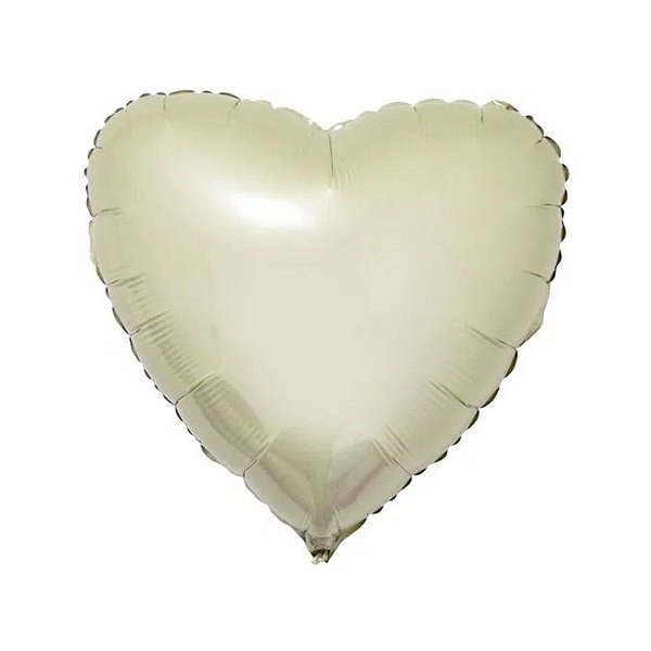 Balão de Festa Metalizado 20" 50cm - Coração Vanilla - 01 Unidade - Flexmetal - Rizzo Balões