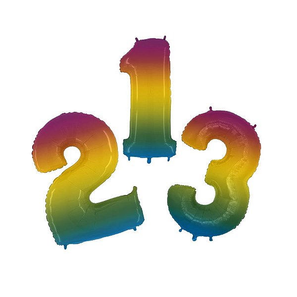 Balão de Festa 16" 41cm - Número Gradient - 01 Unidade - Funny Fashion - Rizzo Balões