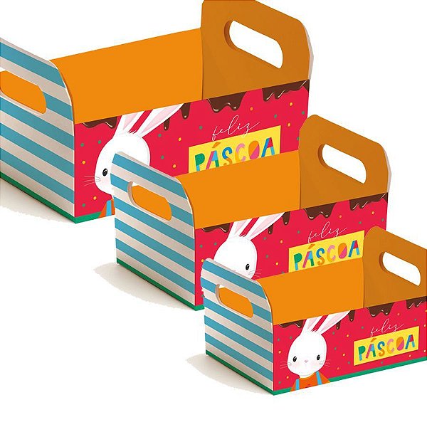 Caixote de Papel Cartão Para Box de Luxo Brilho de Páscoa - 01 unidade - Cromus Páscoa - Rizzo Balões