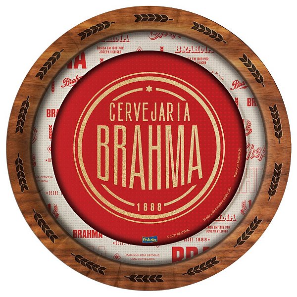 Prato Descartável Festa Brahma Redondo - 18cm - 08 unidades - Festcolor - Rizzo