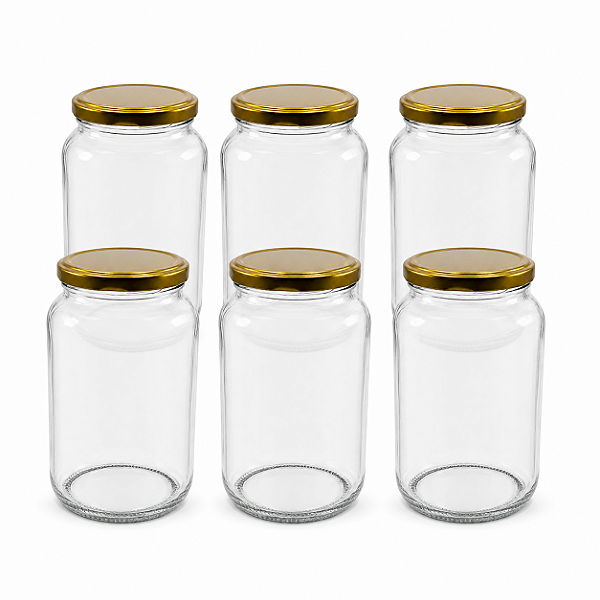 15 Potes de Vidro 600ml com Tampa Dourada – Ideal para Embalar Mel, Geleias e Conservas