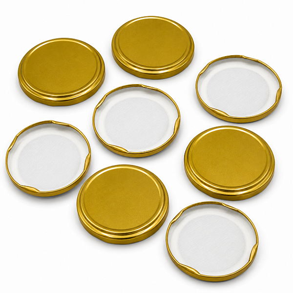 20 Tampas Douradas Rosca 74mm para Pote de Vidro Tipo Conserva – Metálica