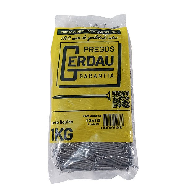 Prego Com Cabeça Gerdau 13x15 - 01 Kg