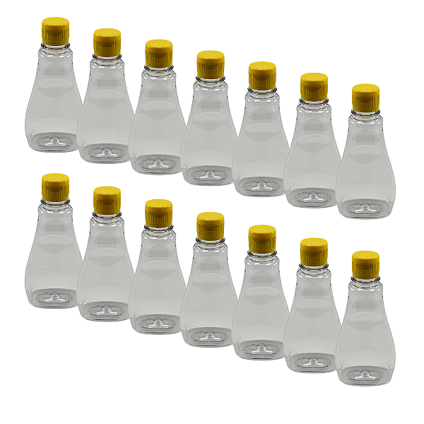 200 Bisnagas 250ml / 350g Cristal Pet Para Embalar Mel - Tampa Amarela