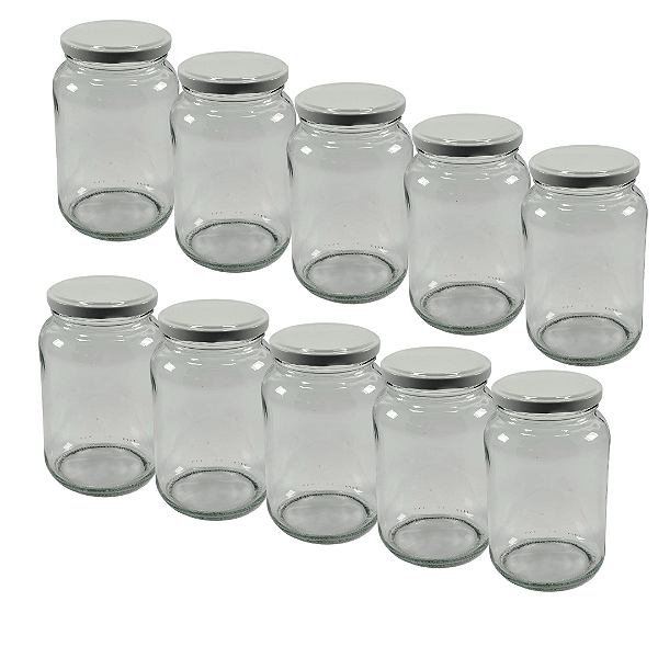 15 Potes de Vidro 600ml com Tampa Branca – Ideal para Embalar Mel, Geleias e Conservas