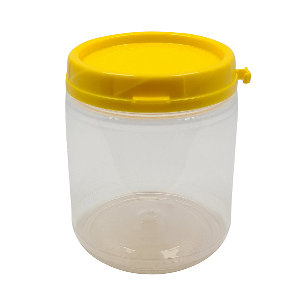 Pote 370ml /500g Plástico Transparente Com Tampa Lacre - Tampa Amarela
