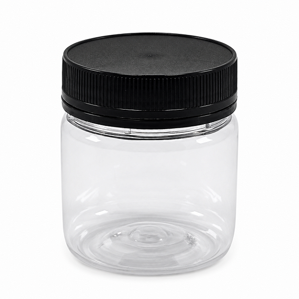 Pote 180ml / 250g Transparente com Tampa Rosca Preta – Ideal para Embalagem de Mel