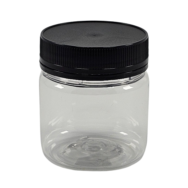 Pote 180ml / 250g Transparente com Tampa Rosca Preta – Ideal para Embalagem de Mel
