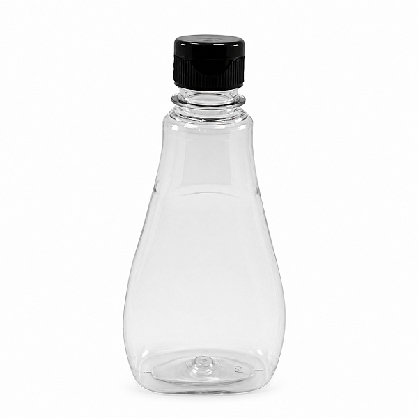 Bisnaga 250ml / 350g Cristal Pet Para Embalar Mel - Tampa Preta