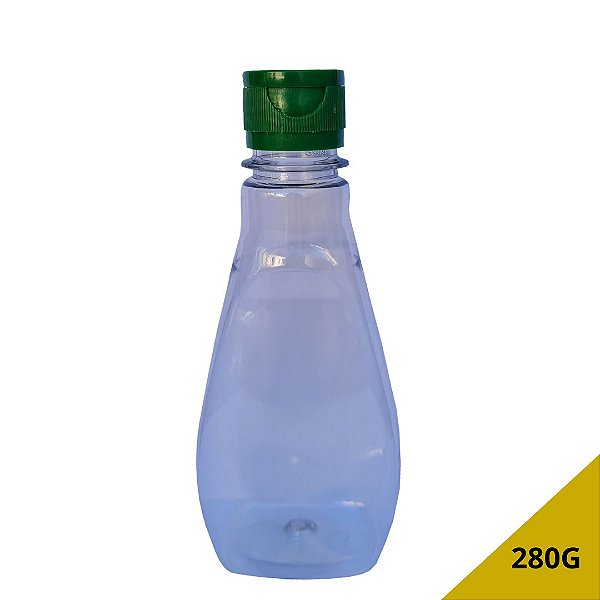 Bisnaga Cristal Pet Para Embalar Mel 190ml/280g - Tampa Verde