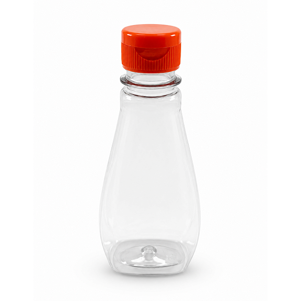 Bisnaga 190ml / 280g Cristal Pet Para Embalar Mel - Tampa Laranja