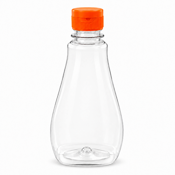 Bisnaga 250ml / 350g Cristal Pet Para Embalar Mel - Tampa Laranja