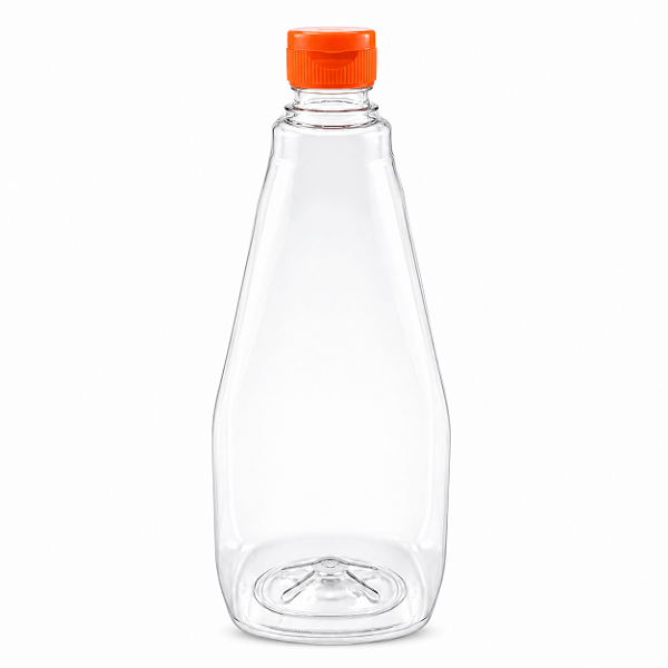 Bisnaga 750ml / 1Kg Cristal Pet Para Embalar Mel - Tampa Laranja