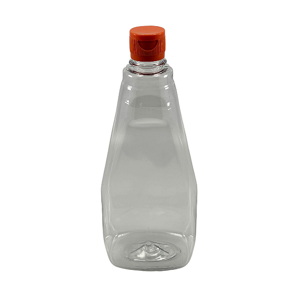 Bisnaga 750ml / 1Kg Cristal Pet Para Embalar Mel - Tampa  Laranja