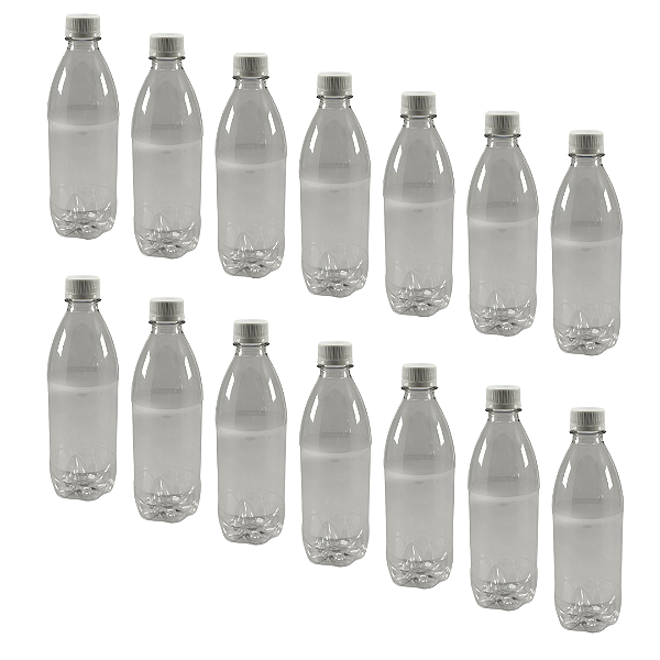 55 Garrafas 500 / 575 ml PET Cristal com Tampa Rosca e Lacre – Tampa Branca
