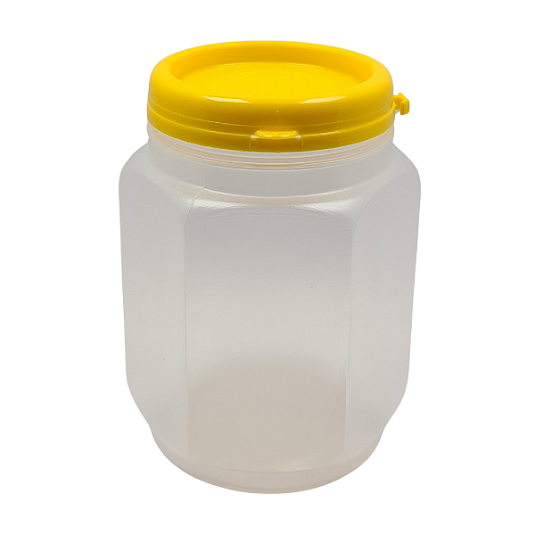 Pote Plástico Sextavado 690ml / 1kg Para Embalar Mel Com Tampa Lacre
