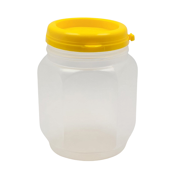 Pote Plástico Sextavado  370ml / 500g Para Embalar Mel Com Tampa Lacre
