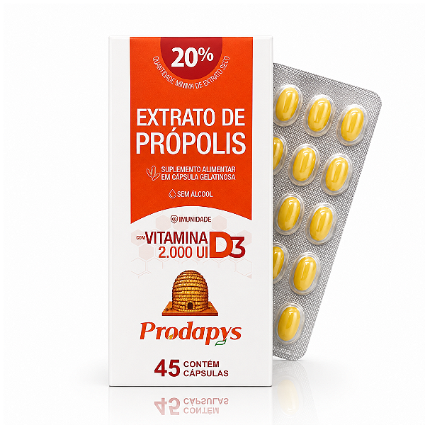 Extrato de Própolis + Vitamina D3 2.000 UI Suplemento Alimentar Em Capsulas Gelatinosas