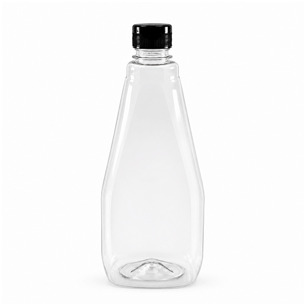 Bisnaga 750ml / 1Kg Cristal Pet Para Embalar Mel - Tampa Preta