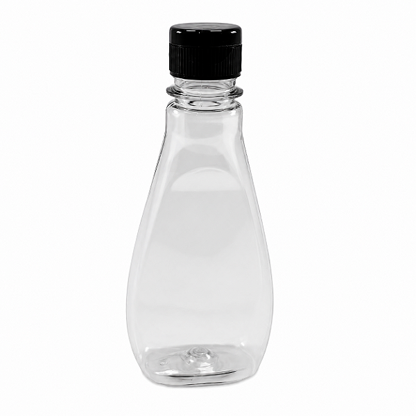 Bisnaga 190ml / 280g Cristal Pet Para Embalar Mel - Tampa Preta