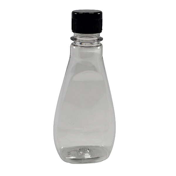 Bisnaga 190ml / 280g Cristal Pet Para Embalar Mel - Tampa Preta