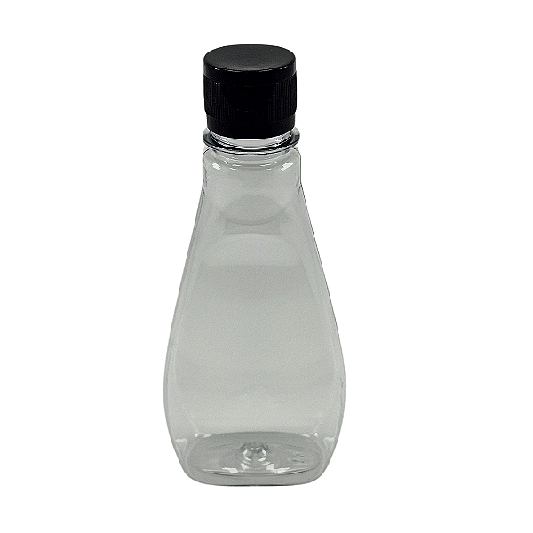 Bisnaga  190ml / 280g Cristal Pet Para Embalar Mel - Tampa Preta