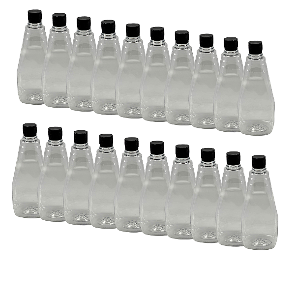 120 Bisnagas 750ml / 1Kg Cristal Pet Para Embalar Mel - Tampa Preta