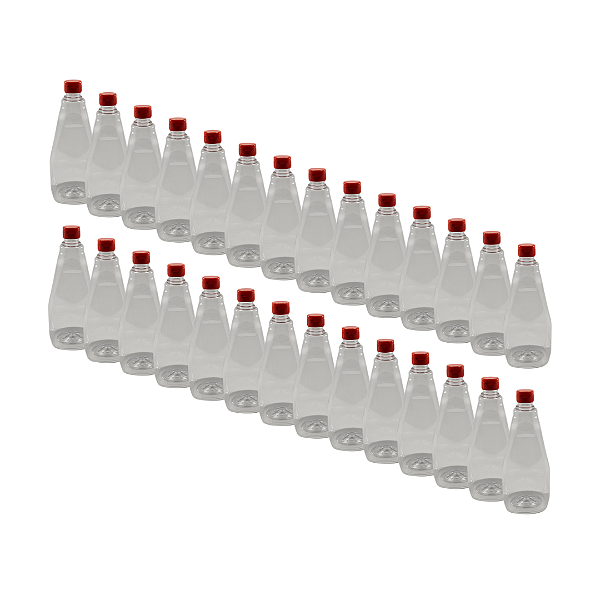 60 Bisnagas 750ml / 1Kg Cristal Pet Para Embalar Mel - Tampa Laranja