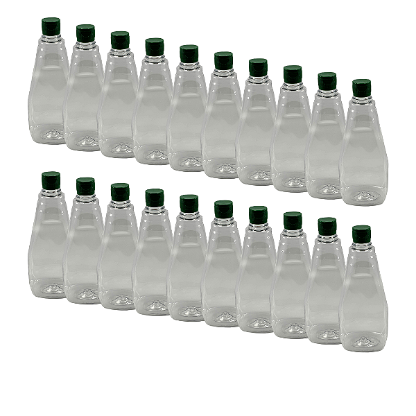 60 Bisnagas 750ml / 1Kg Cristal Pet Para Embalar Mel - Tampa Verde