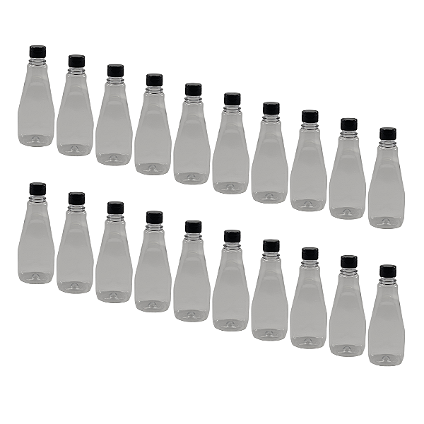 100 Bisnagas 350ml / 500g Cristal Pet Para Embalar Mel - Tampa Preta