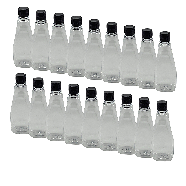 50 Bisnagas 350ml / 500g Cristal Pet Para Embalar Mel - Tampa Preta