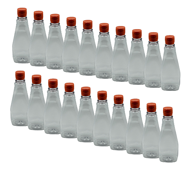 100 Bisnagas 350ml / 500g Cristal Pet Para Embalar Mel - Tampa Laranja