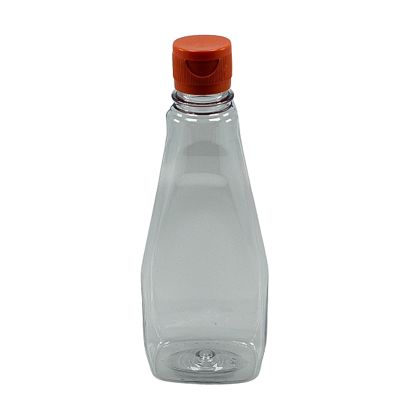 50 Bisnagas 350ml / 500g Cristal Pet Para Embalar Mel - Tampa Laranja