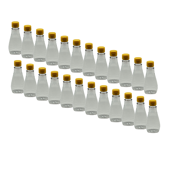 125 Bisnagas 190ml / 280g Cristal Pet Para Embalar Mel - Tampa Amarela