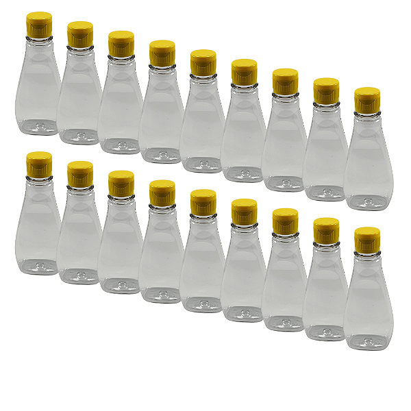 125 Bisnagas 190ml / 280g Cristal Pet Para Embalar Mel - Tampa Amarela