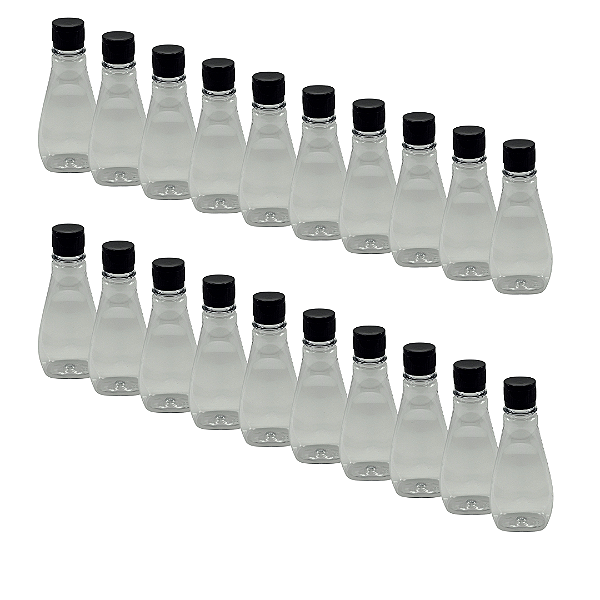 125 Bisnagas 190ml / 280g Cristal Pet Para Embalar Mel - Tampa Preta